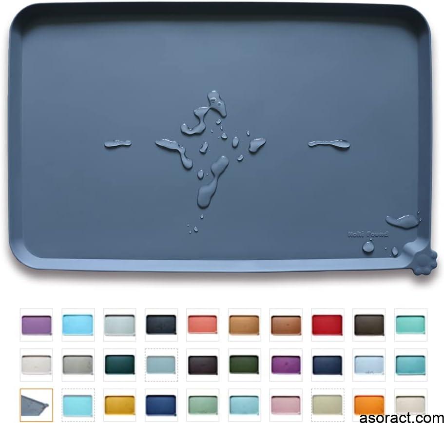 Hoki Found -Waterproof Pet Feeding Mats with High Lips
